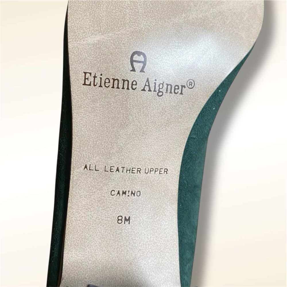 Etienne Aigner Green Suede Heels - Picture 4 of 6